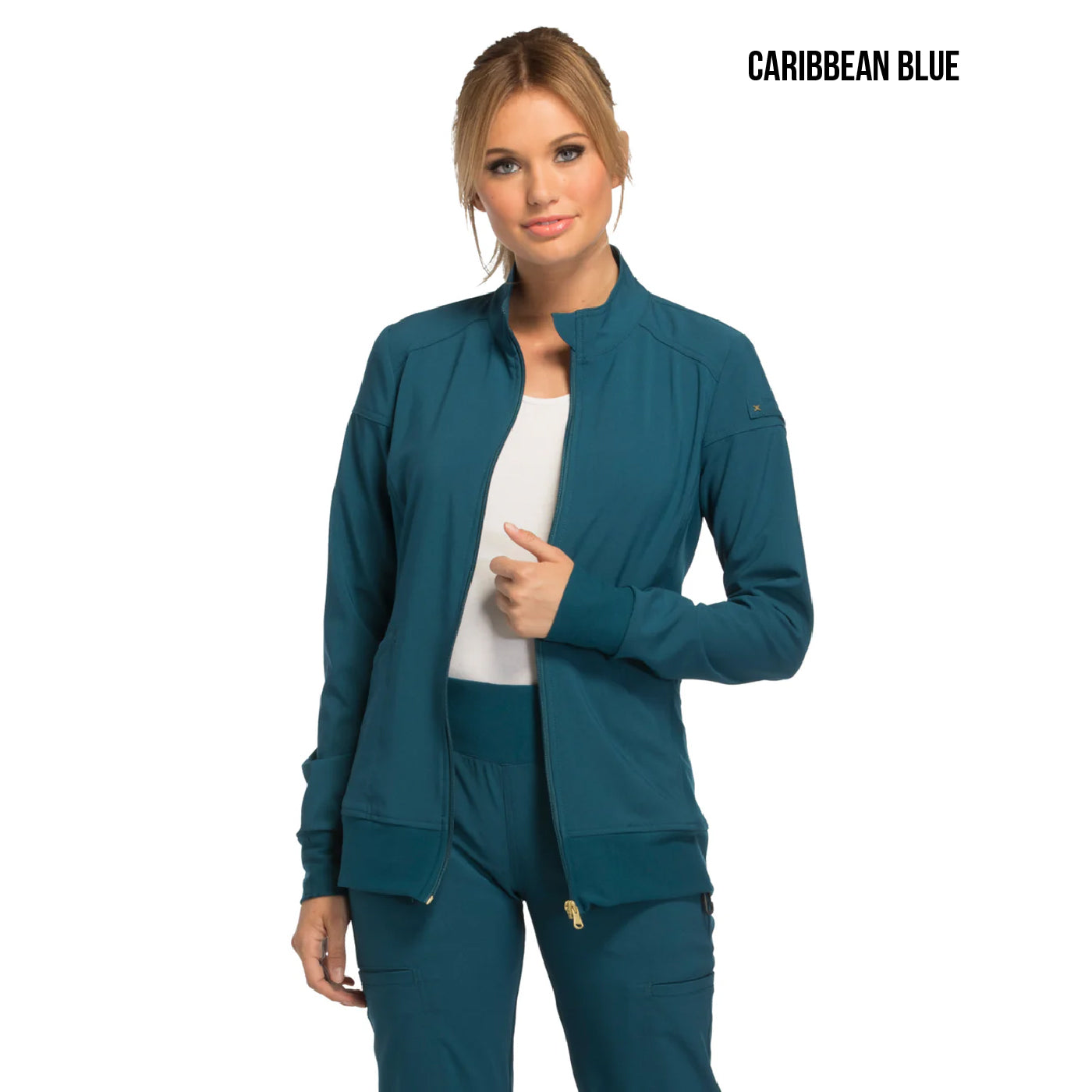 CK303 Women's 2 Pocket Zip Front Scrub Jacket