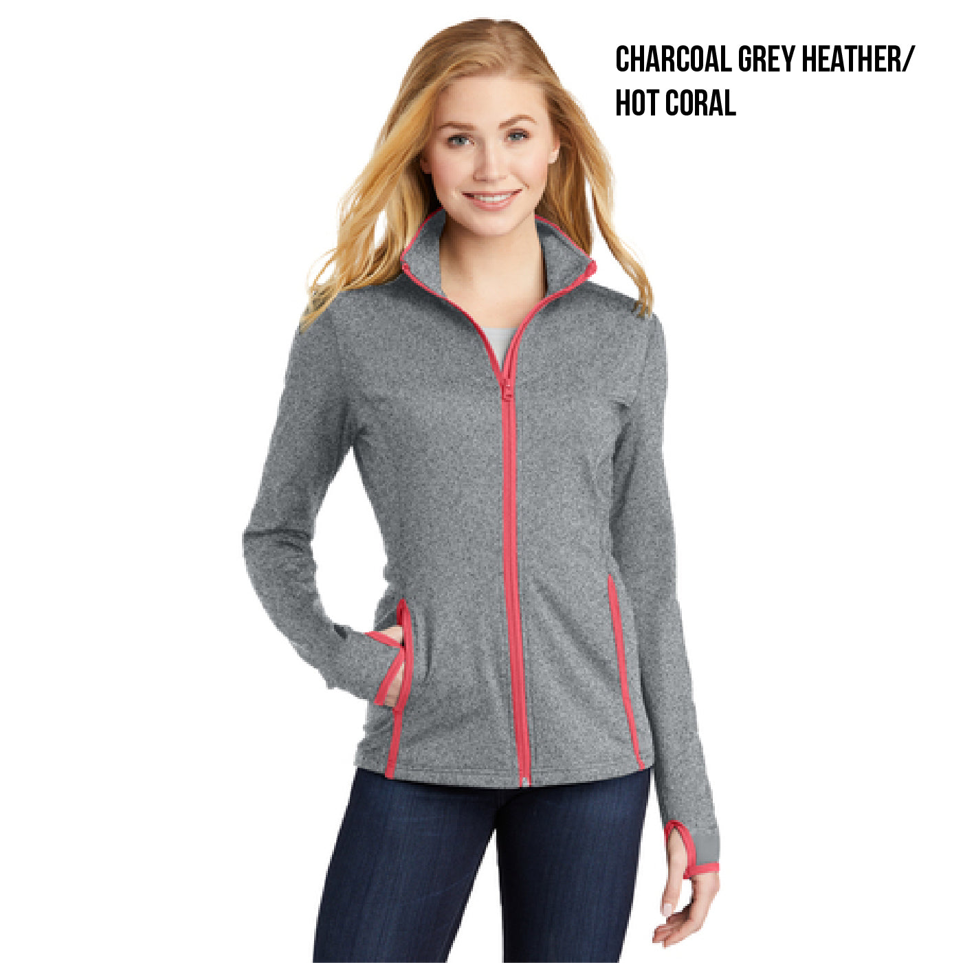 LST853 Sport-Tek® Ladies Sport-Wick® Stretch Contrast Full-Zip Jacket
