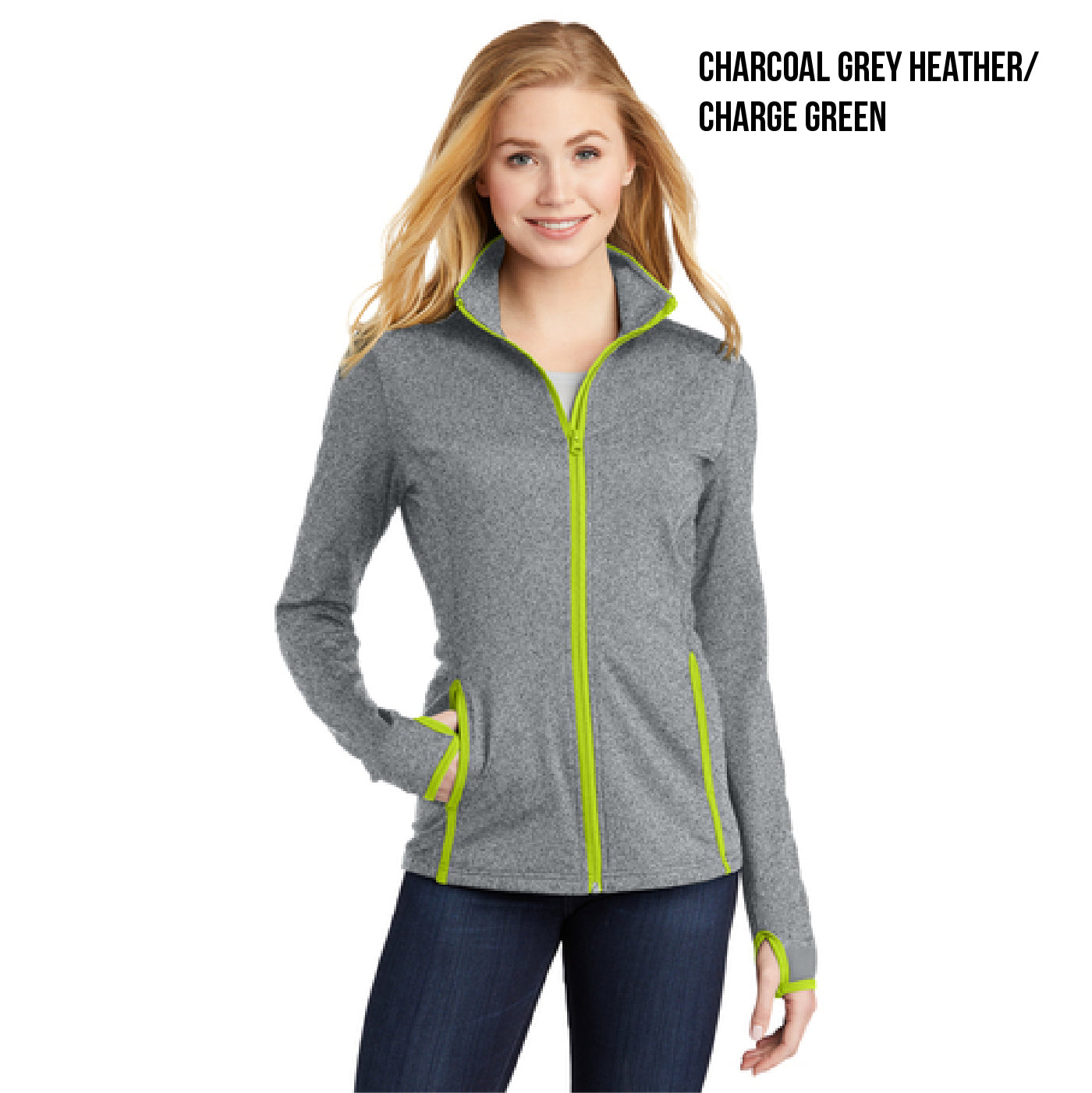 LST853 Sport-Tek® Ladies Sport-Wick® Stretch Contrast Full-Zip Jacket