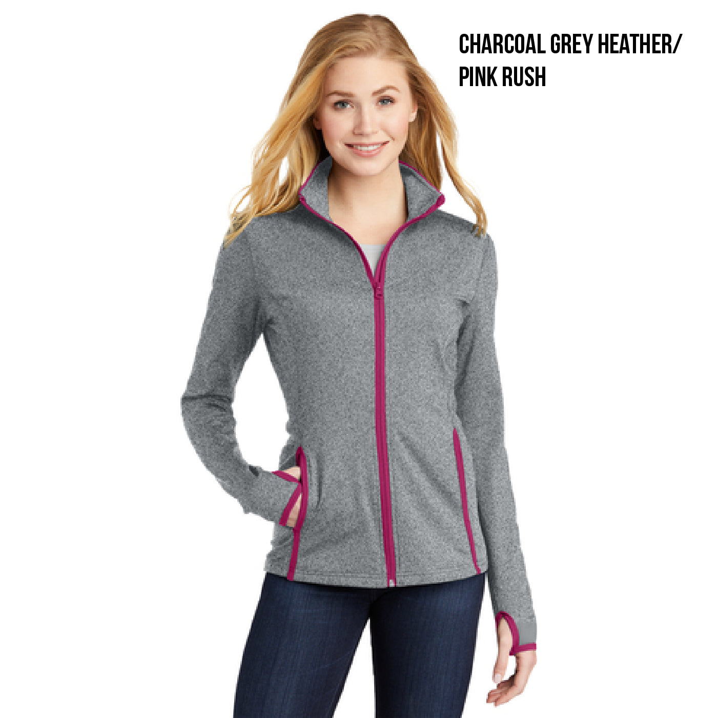 LST853 Sport-Tek® Ladies Sport-Wick® Stretch Contrast Full-Zip Jacket